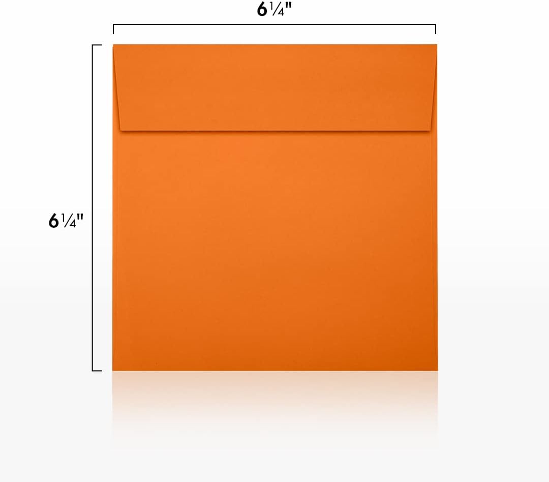 LUXPaper Square Invitation Envelopes | Peel & Press | 6 1/2" x 6 1/2" | Mandarin Orange | 80lb. Text | 50 Qty