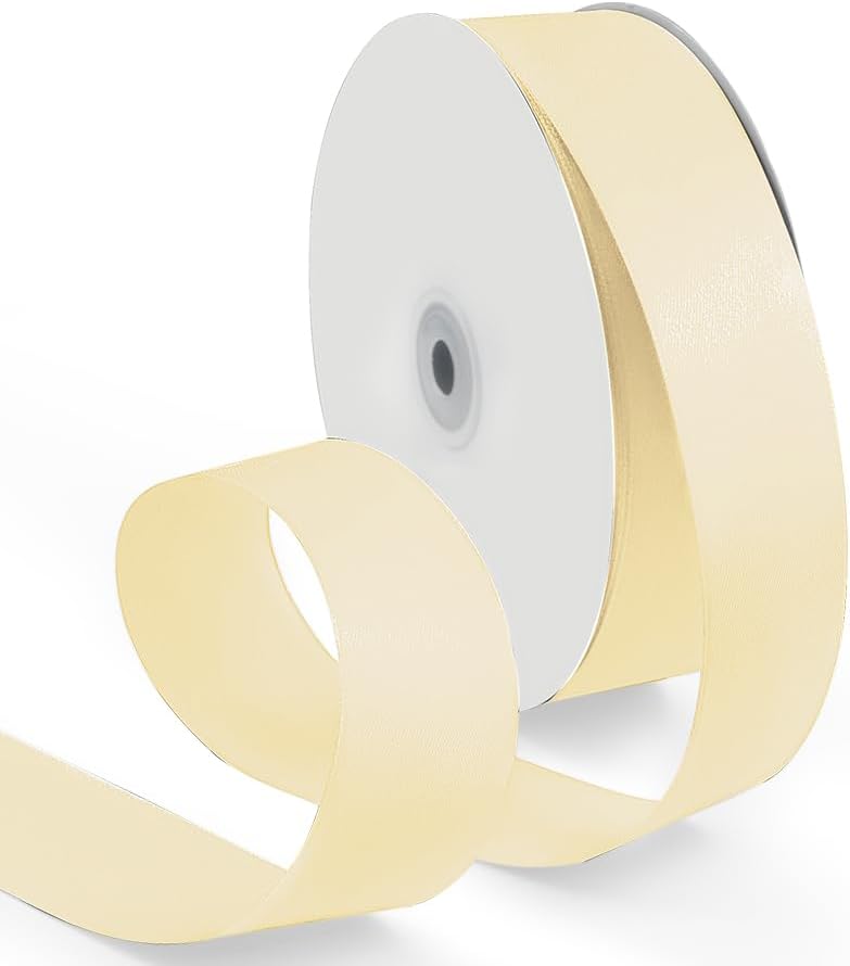 1-1/2 Inch 100 Yards Satin Ribbon Ivory, Solid Color Fabric Ribbon for Gift Wrapping, Wedding, Polyester Gift Ribbon for Birthday Party Decoration, Craft, Hair, Floral, Sewing