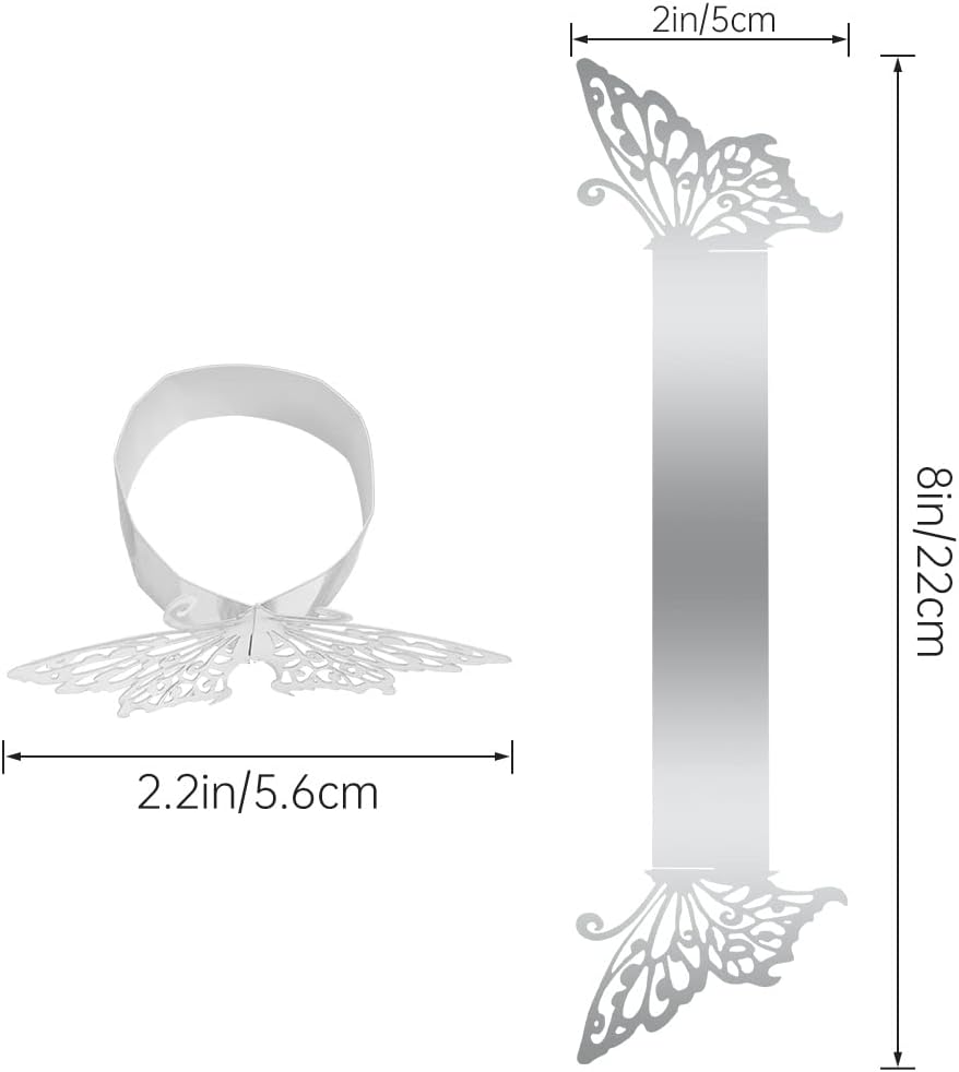 150PCS Butterfly Napkin Rings for Luxury Banquet Style, Reusable Paper Napkin Holders for Wedding Banquet Dinner Table Decor, and Catering Party Services (Silver)