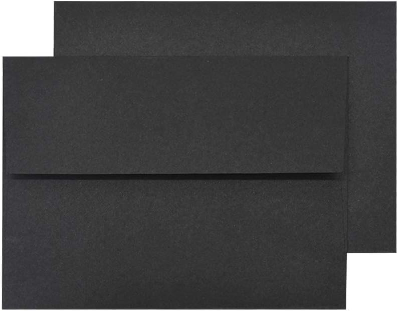 A7 Black Invitation 5x7 Envelopes - Self Seal, Square Flap,Perfect for 5x7 Cards, Weddings, Birthday, invitations, Graduation, Baby Shower, 5.25 x 7.25 Inches, 100 Pack, (Black)