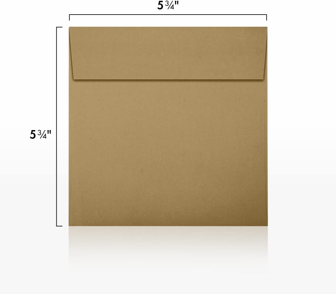 LUXPaper Square Invitation Envelopes | Peel & Press | 5 3/4" x 5 3/4" | Grocery Bag Brown | 70lb. Text | 50 Qty