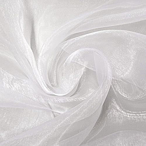 VDS White Organza Fabric, 60 Yards Continuous, 45” Wide, Wedding Party Decoration Iridescent Crystal Sheer Shiny Organza Tulle Bridal Dress DIY Crafts Costume Sewing Backdrop Arch Cloth