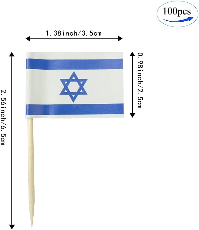 Israel Flag Israeli Flag, Small Mini Israel Toothpick Flags for Food, Cupcakes, Cocktails, Appetizers, Bar Party Decorations