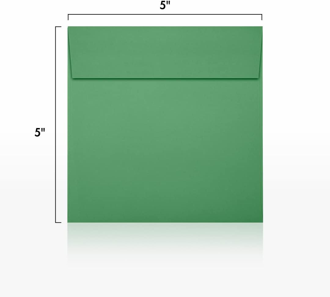 LUXPaper Square Invitation Envelopes | Peel & Press | 5" x 5" | Holiday Green | 80lb. Text | 50 Qty