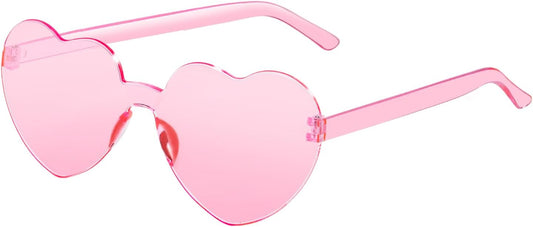 12 Pairs Heart Shaped Sunglasses for Women Colorful Glasses Fun Trendy Transparent Heart Sunglasses Party Favor (1 Pair-Pink)