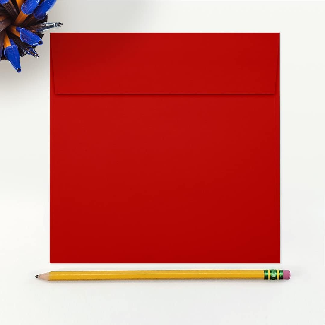 LUXPaper Square Invitation Envelopes | Peel & Press | 6 1/2" x 6 1/2" | Holiday Red | 60lb. Text | 50 Qty