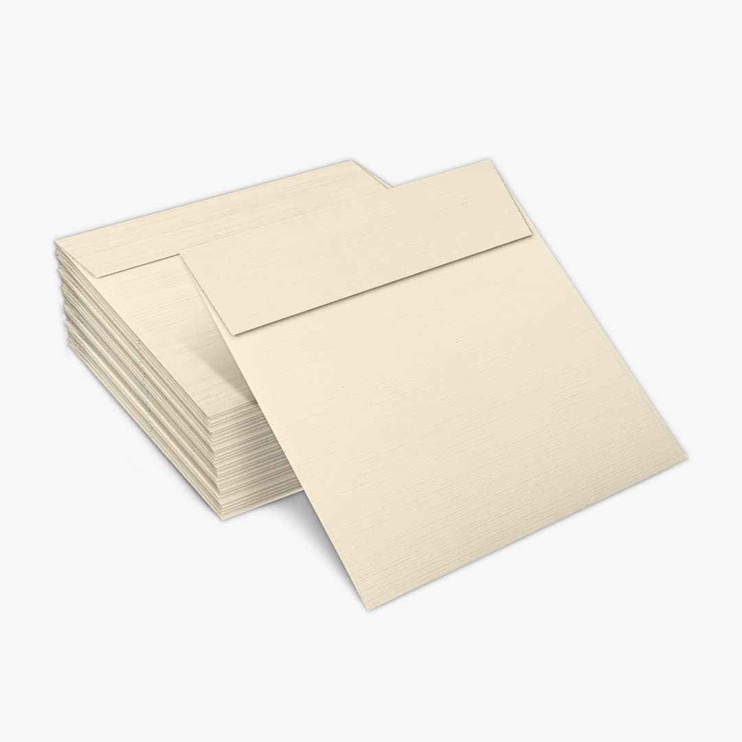 LUXPaper Square Invitation Envelopes | Peel & Press | 6 1/2" x 6 1/2" | Natural Linen | 80lb. Text | 50 Qty