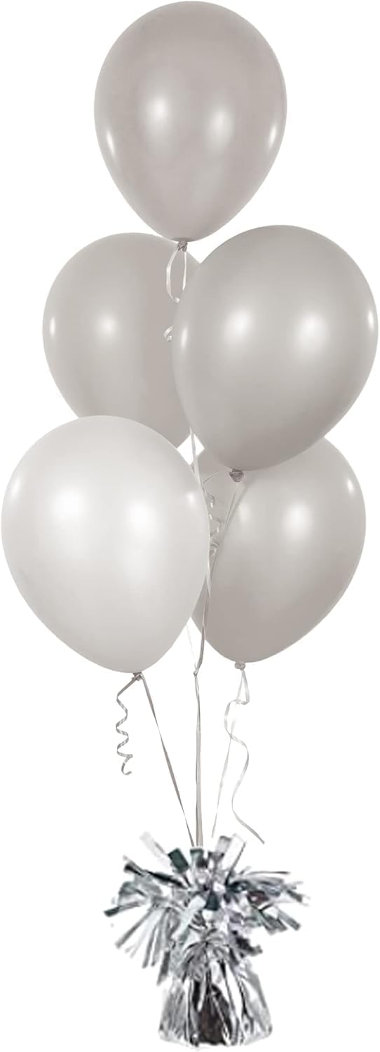 Metallic Balloon Weights, Birthday Party Favors, Novelty and Gag Gifts, 5.5" Inches, 6-Pack (White)