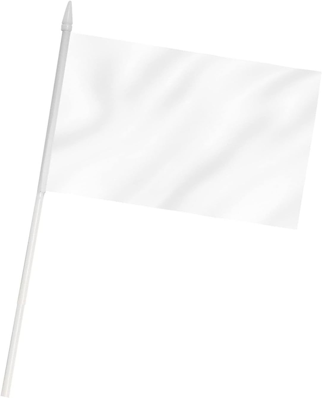 White Mini Flag 100 Pack - Hand Held Small Miniature Solid White Blank Flags on Stick - Fade Resistant & Vivid Colors - 5x8 Inch with Solid Pole & Spear Top