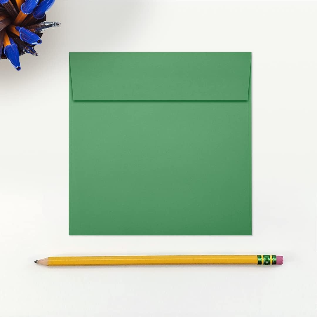LUXPaper Square Invitation Envelopes | Peel & Press | 5" x 5" | Holiday Green | 80lb. Text | 50 Qty