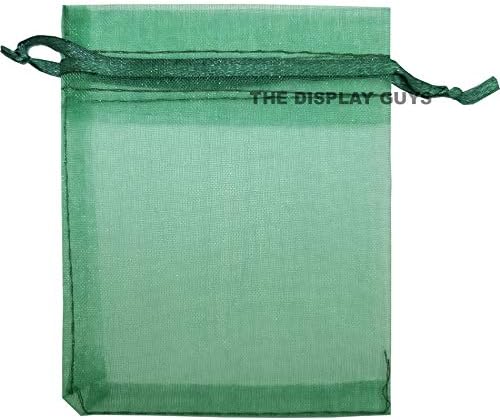 TheDisplayGuys 48-Pack 6x8 Dark Green Sheer Organza Gift Bags with Drawstring, Jewelry Candy Treat Wedding Party Favors Mesh Pouch