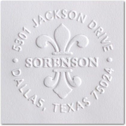 Custom Address Embosser - Personalize with Initials & Text - Hand-Held Embossing Stamp - Monogram, Seal Embosser Best for Books, Envelopes, Napkins - Pink Handle - 1.625 inch