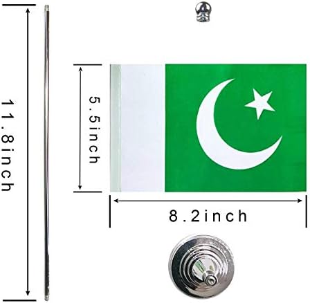 GentleGirl.USA Pakistan Table Flags,Stick Small Mini Pakistani Flag Office Desk Flag on Stand with Stand Base, International Festival Decoration,Pakistani Theme Party Decoration,Home Desk Decoration