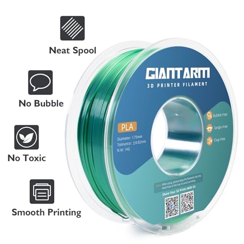 GIANTARM Dual Color PLA Filament, Silk PLA Filament 1.75mm +/-0.02mm,1KG Spool(2.2lbs) Vacuum Packaging, 3D Printing Filaments Fit Most FDM Printer