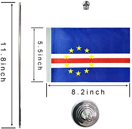 GentleGirl.USA Cape verde Table Flags,Stick Small Mini Cape Verdean Flag Office Desk Flag on Stand with Stand Base, International Festival Cape verde Theme Party Decoration,Home Desk Decoration