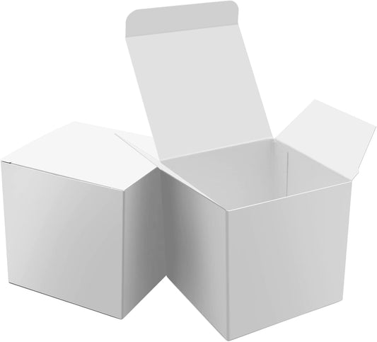 25 Pcs White Paper Gift Boxes, Small Candy Boxes Bulk, 3x3x3 inch Gift Box with Lids, Goodie Treat Boxes for Party Favors, Birthday Gifts, Wedding Gifts
