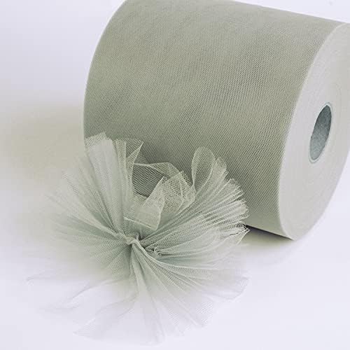 Tulle Fabric Roll, 6” by 200 Yards (600FT) Tulle Organza Fabric Spool for DIY Tutu Skirt Baby Shower Decor Wedding Backdrop Crafts Birthday Party Supplies (Sliver)