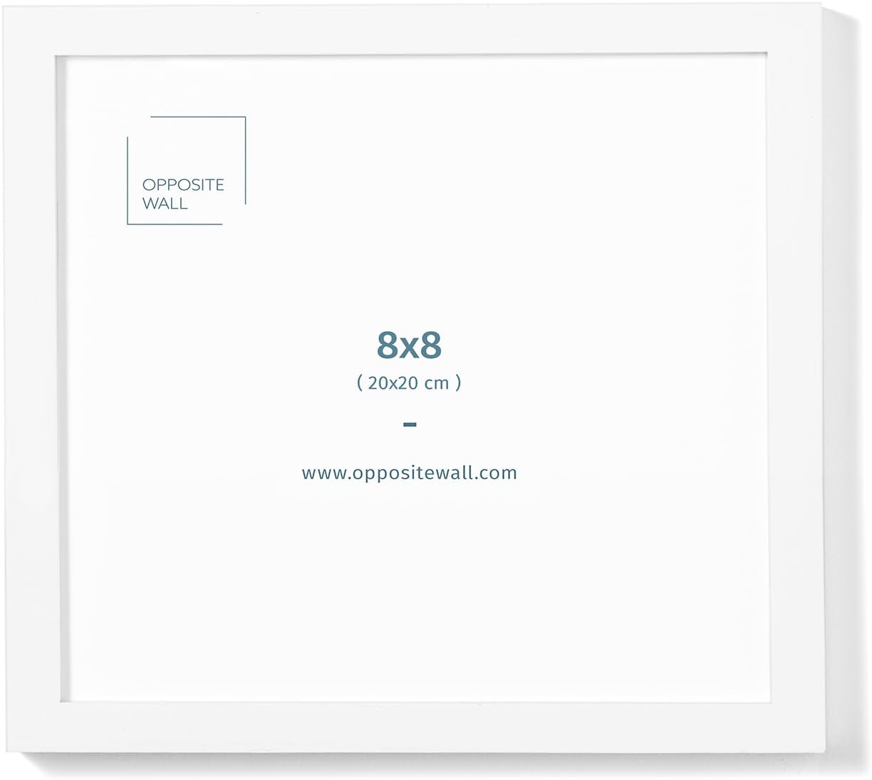 Opposite Wall - 8x8 in - White Solid Oak Wood Picture Frame - Lightweight, Versatile & Shatterproof - Wall Hanging Poster or Photo Frame - Wall Decor for Office, Gallery & Home