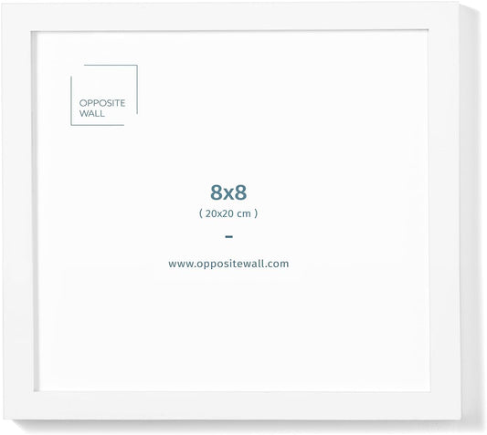 Opposite Wall - 8x8 in - White Solid Oak Wood Picture Frame - Lightweight, Versatile & Shatterproof - Wall Hanging Poster or Photo Frame - Wall Decor for Office, Gallery & Home