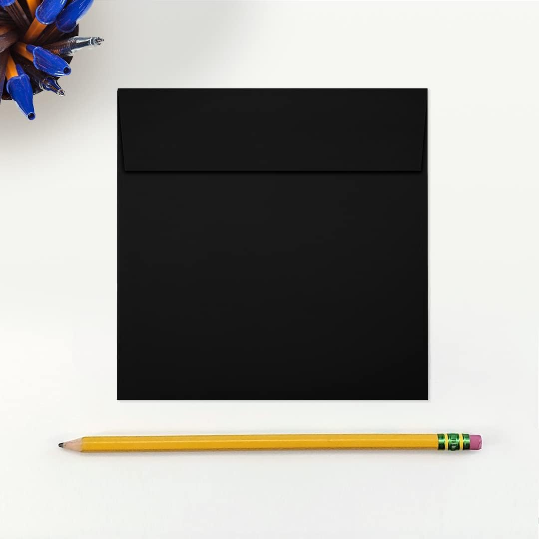 LUXPaper Square Invitation Envelopes | Peel & Press | 5" x 5" | Midnight Black | 80lb. Text | 50 Qty
