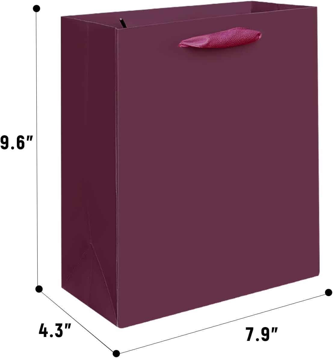 Gcardist Deep Purple Gift Bags with Tissue Paper for Wedding, Birthday, Party Supplies-7.9"x4.3"x9.6" Medium Size Cardboard Gift Bags（5pcs Bags +10pcs Tissue Paper ）