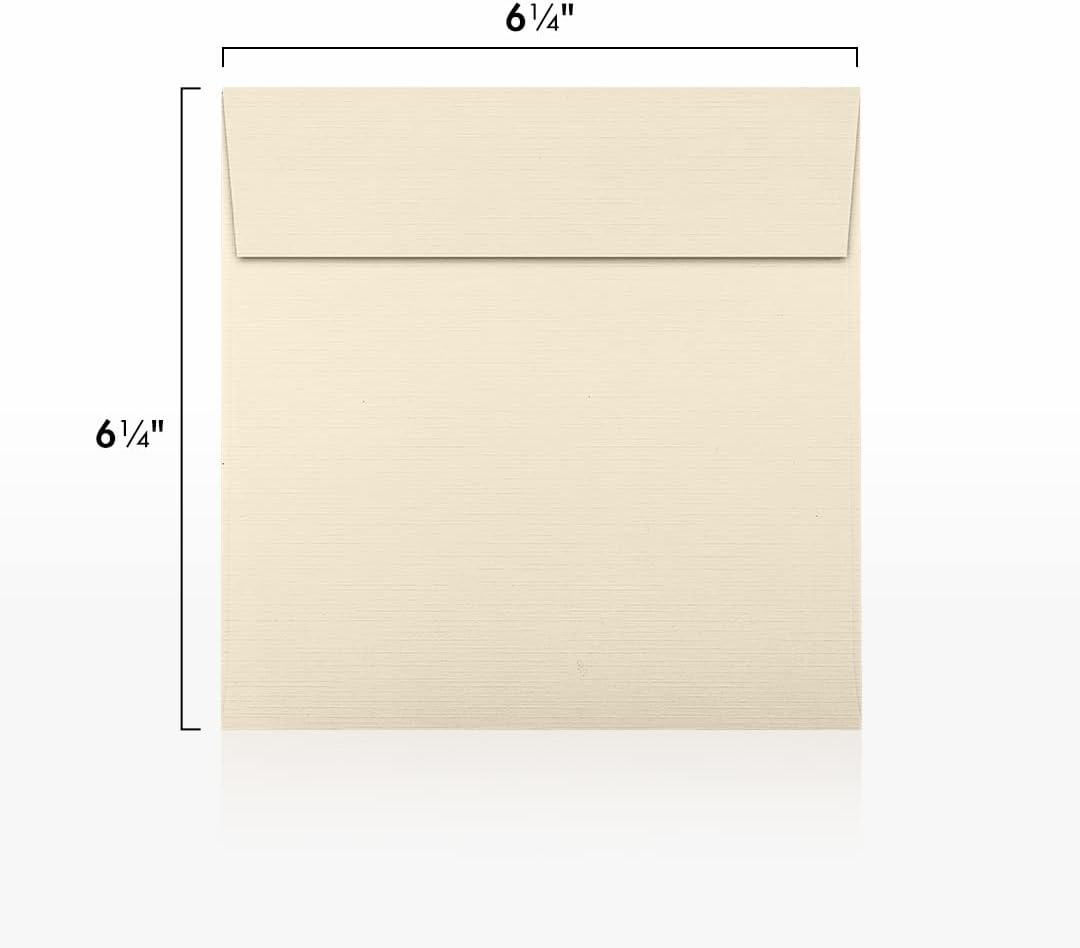 LUXPaper Square Invitation Envelopes | Peel & Press | 6 1/2" x 6 1/2" | Natural Linen | 80lb. Text | 50 Qty