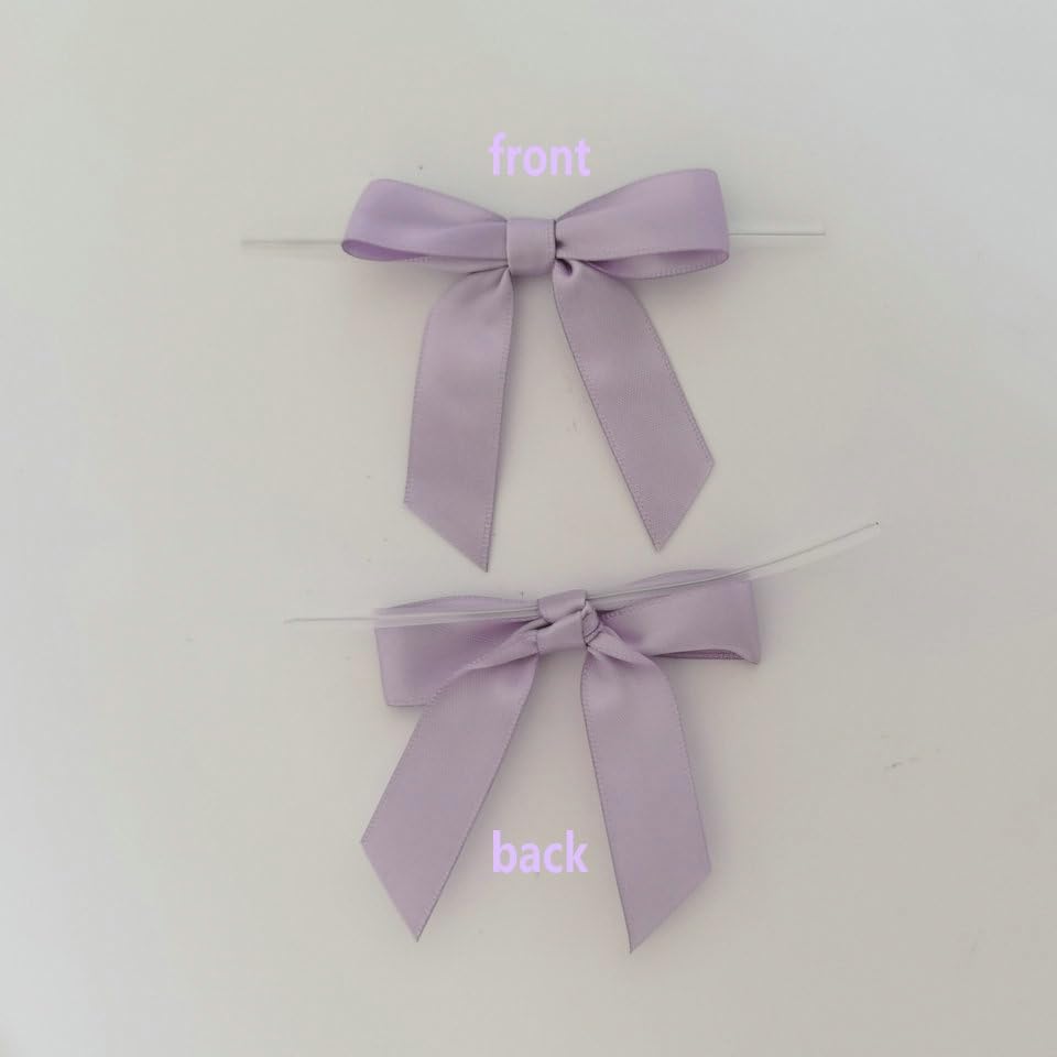 50pcs 2-1/2" Lavender Satin Ribbon Bows with Twist Ties Mini Ribbon Bows for Candy Partiy Decoration Gift Packing&Wrapping Accessoried(Lavender)