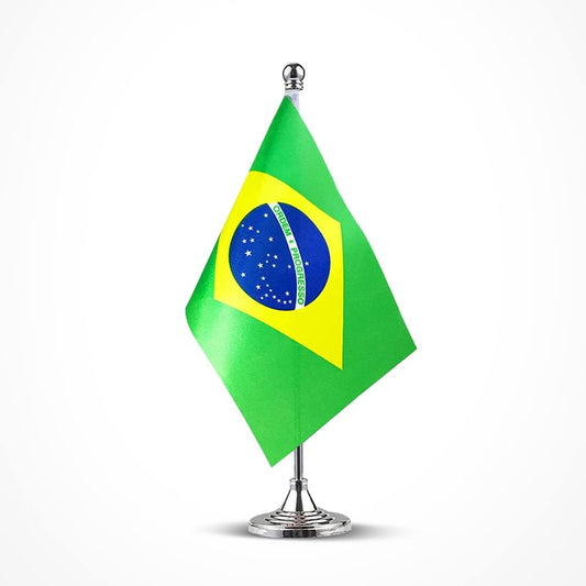Brazil Flag Brazilian Flags, Small Mini Brazilian Desk Flag, Used for Table Office Classroom Home Patriotic Events Decorations