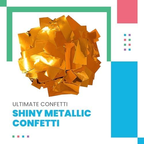 Shiny Metallic Confetti, Orange - Fluttering Foil Paper Strips for Confeti Cannon and Launcher Use, Table Decorations, and More (Bulk 30 lb Box)
