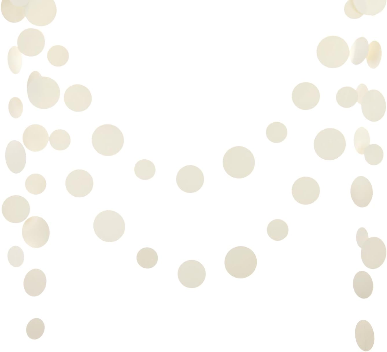 Beige Neutral Party Garland - Multi-Size Circles (3''/2.5''/2'') for Birthday Wedding Baby Shower, 10ft/Strand with 30 Dots, 2 Pack