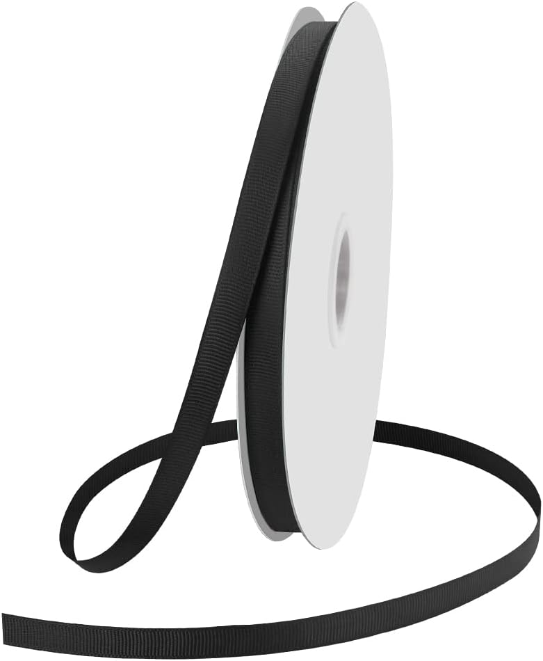 3/8" X 100 Yards Black Grosgrain Ribbon, Premium Grosgrain Ribbon for Sewing, Gift Wrapping, Bow Making, Wedding Decor, Wrapping and More (Black)