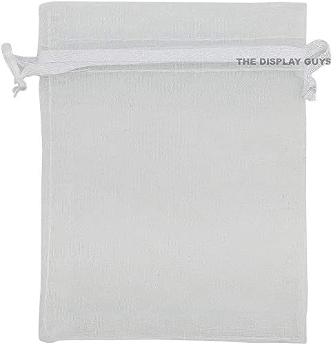 TheDisplayGuys 48-Pack 4x6 White Sheer Organza Gift Bags with Drawstring, Jewelry Candy Treat Wedding Party Favors Mesh Pouch