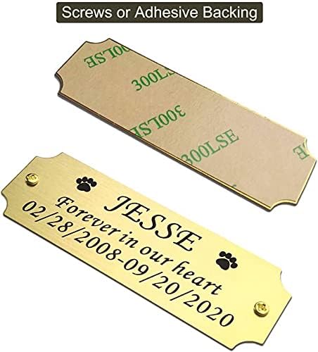 3" W x 1" H Personalized Custom Engraved Brushed Gold Solid Brass Plate Frame Name Label Art Tag for Frames with Adhesive Backing or Screws (Brass)