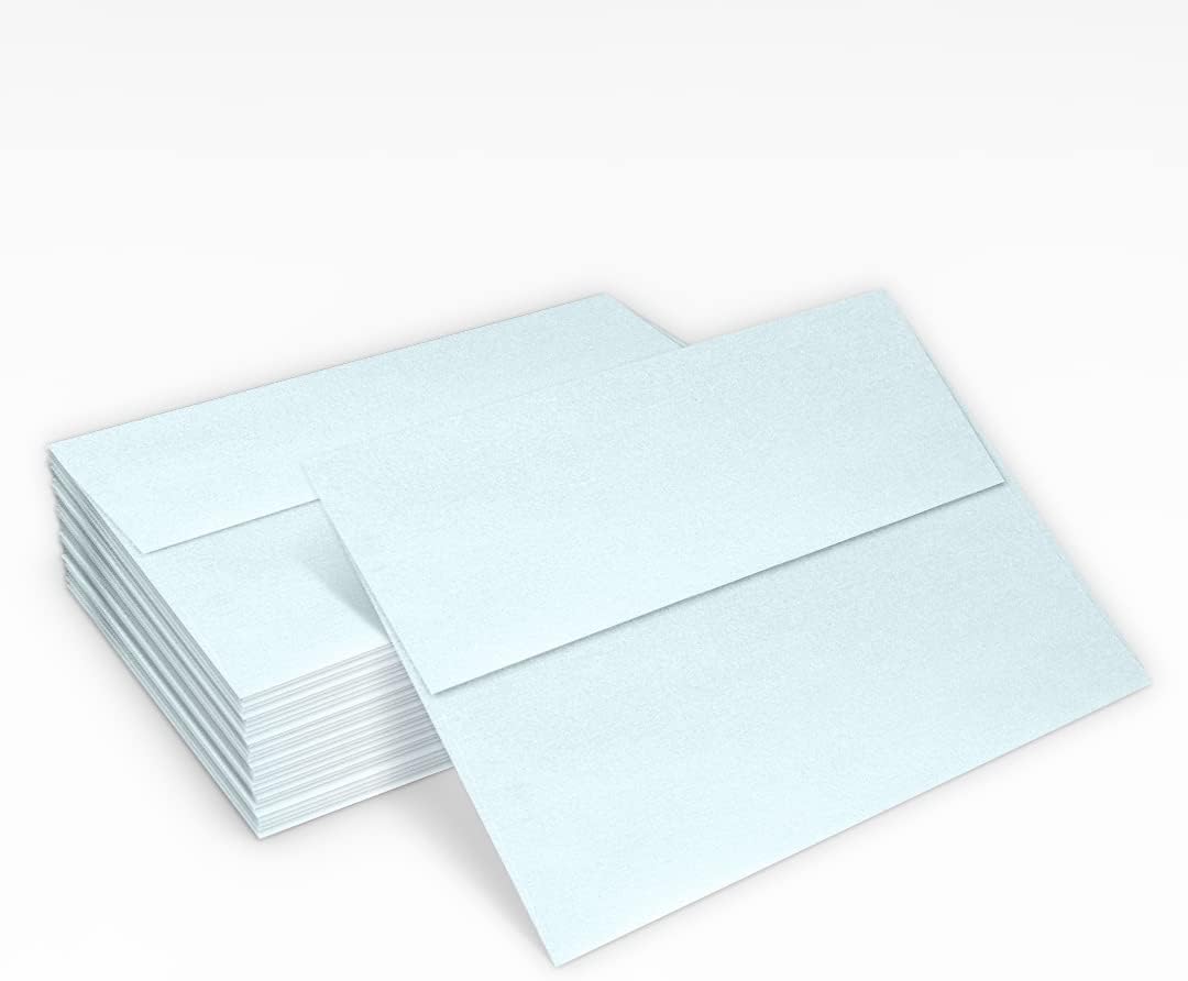 LUXPaper A7 Invitation Envelopes | Peel & Press | 5 1/4" x 7 1/4" | Aquamarine Metallic | 80lb. Text | 250 Qty