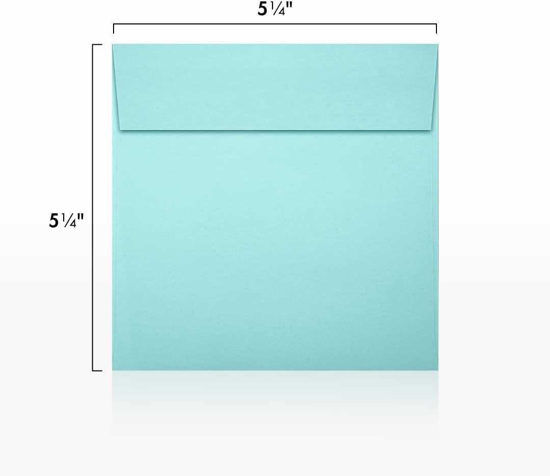 LUXPaper Square Invitation Envelopes | Peel & Press | 5 1/4" x 5 1/4" | Seafoam Blue | 80lb. Text | 50 Qty