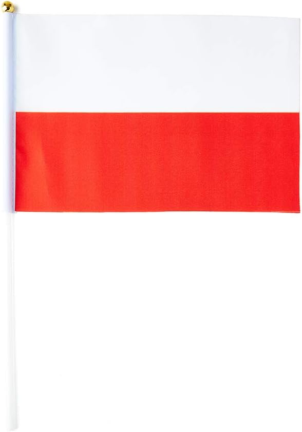 Poland Flag Polish Flag, Small Mini Handheld Poland Flags on Stick, Ideal for Party Parades Sports Events Patriotic Festival Decorations
