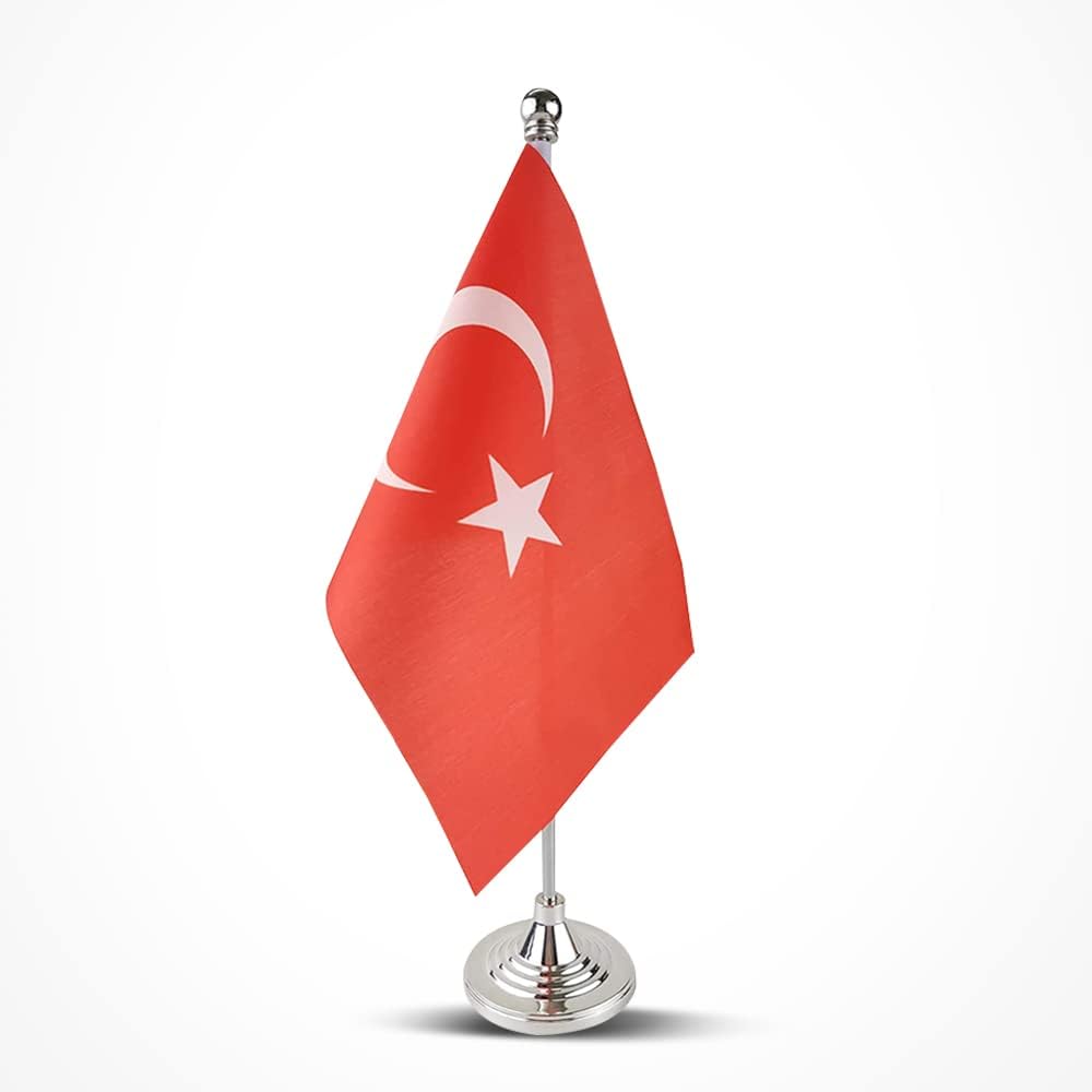 Turkey Flag Turkish Flags, Small Mini Turkish Desk Flag, Used for Table Office Classroom Home Patriotic Events Decorations