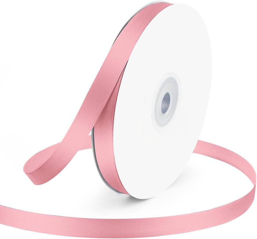 KMER LIFE 3/8" Wide x 50 Yards Pink Satin Ribbon - Perfect for Wedding Decor, Crafts, Gift Wrapping & Other Projects