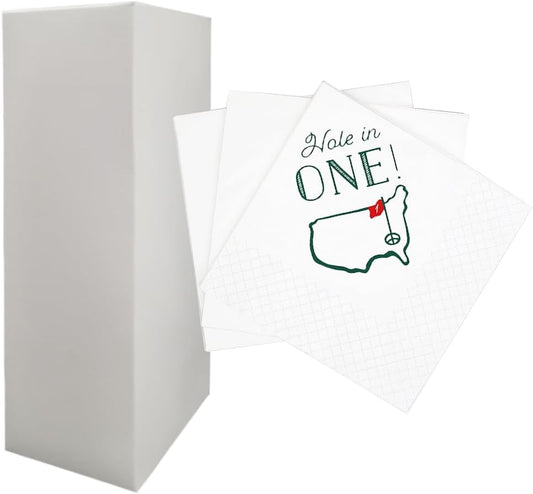 Golf Cocktail Napkins 2-Pack, 200 Count Hole in One First Birthday Golf Themed Paper Disposable Napkins for Baby 1st Hole In One Birthday Decorations, Golf Party Supplies, 2-Ply, 5x5 Inches