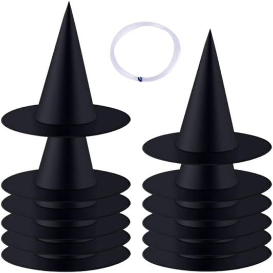 12 PCS Halloween Party Favor Costume Accessory Hanging Witch Hat, Black Witch Hats Hanging Decor Halloween Decorations