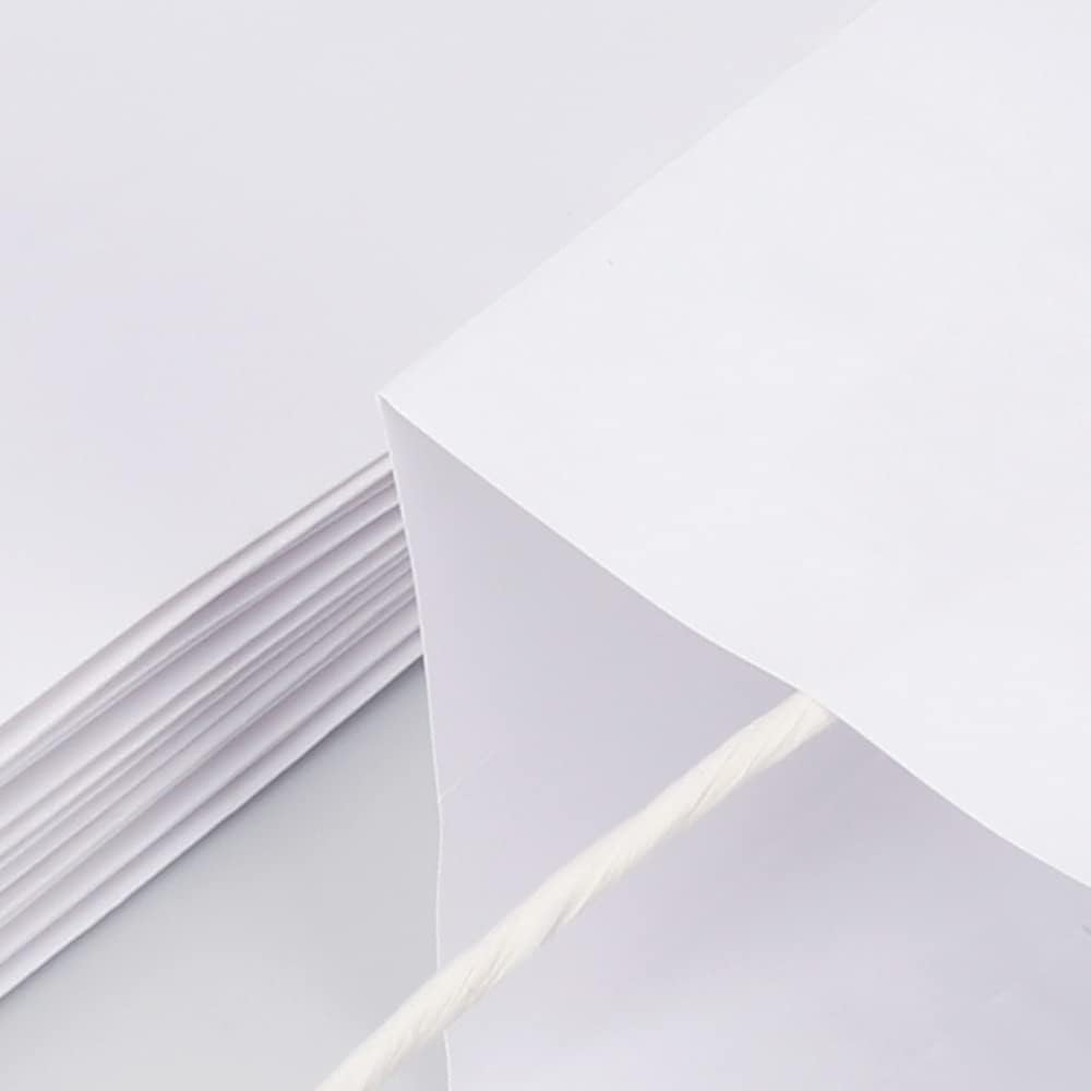 Oikss 50 Pack 5.25x3.25x8.25 Inch Small White Kraft Paper Bags with Handles Bulk for Birthday Wedding Party Favors Grocery Retail Shopping Business Goody Craft Gift Bags Cub Sacks, 50 Count