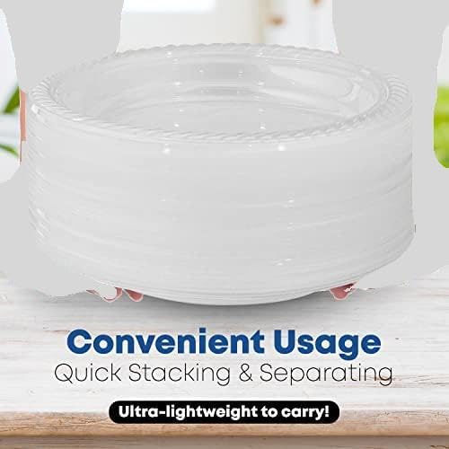 780 Piece Disposable Clear Tableware Set for 120 Guests By StockHomery- Microwavable Plastic Dinnerware Set of 120 9” Plates, 180 6” Dessert Plates, 120 9oz Cups,120 Spoons, Forks, Knives,