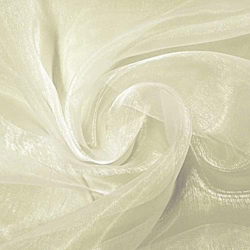 VDS Cream Organza Fabric, 35 Yards Continuous, 45” Wide, Wedding Party Decoration Iridescent Crystal Sheer Shiny Organza Tulle Bridal Dress DIY Crafts Costume Sewing Backdrop Arch Cloth