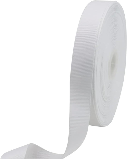 Jesep One Roll 100 Yards 1" Soild Grosgrain Ribbon Boutique Gift Wrapping Package Ribbon, DIY Crafts Bow Hair Headband Accessories Assorted Ribbon#29(1" 25mm, White)