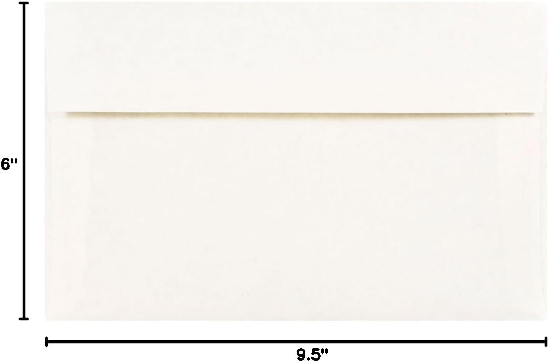 JAM PAPER A10 Parchment Invitation Envelopes - 6 x 9 1/2 - White Recycled - 50/Pack