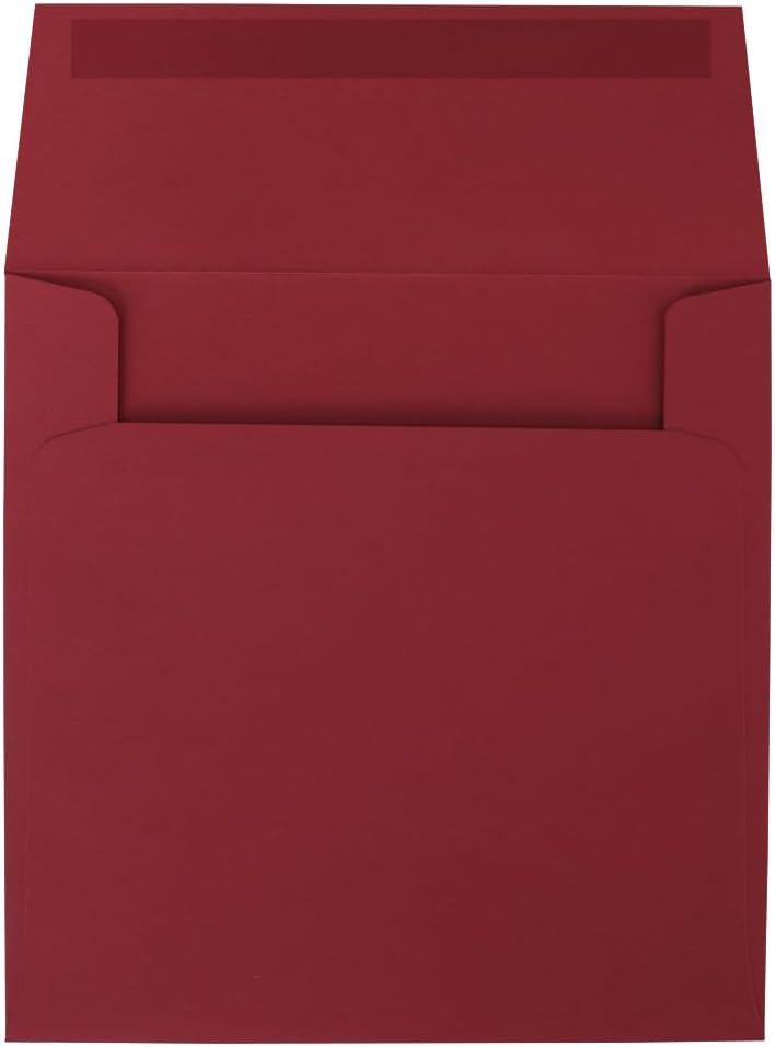 LUXPaper Square Invitation Envelopes | Peel & Press | 5" x 5" | Holiday Red | 60lb. Text | 50 Qty