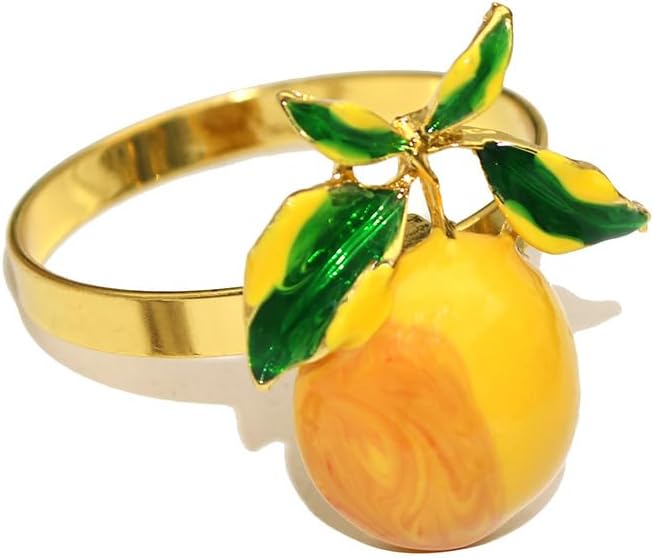 Lemon Napkin Rings Set of 6, Elegant Citrus-Themed Tableware for Summer Parties,Weddings, Thanksgiving Thanksgiving, Christmas(Yellow, One Size)
