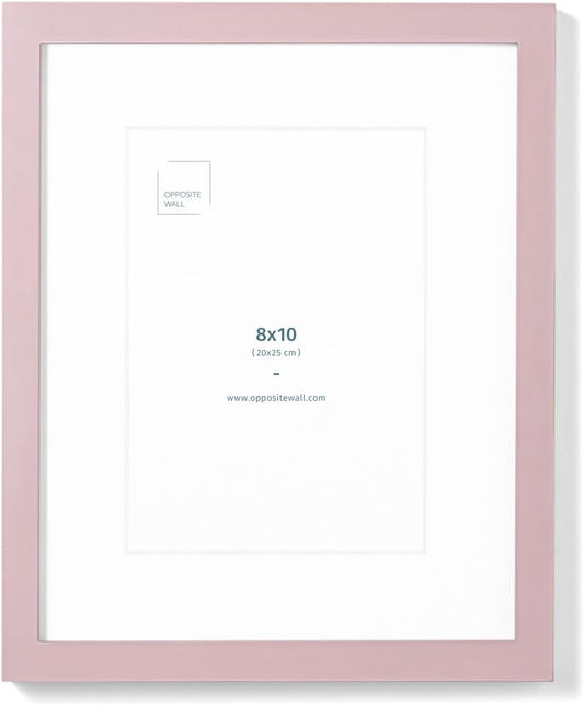 Opposite Wall - 8x10 in - Real Wood Pink Picture Frame - Lightweight, Versatile & Shatterproof - Wall Hanging & Tabletop Photo Frame - Office, Gallery & Home Decor
