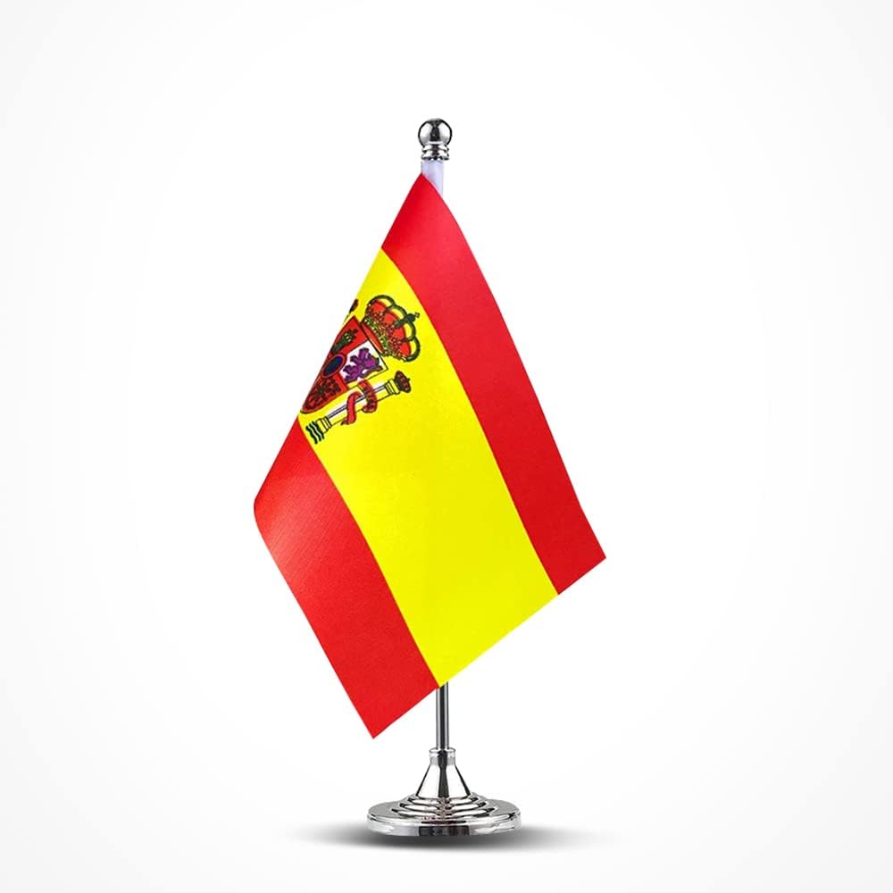 Spain Flag Spanish Flags, Small Mini Spanish Desk Flag, Used for Table Office Classroom Home Patriotic Events Decorations
