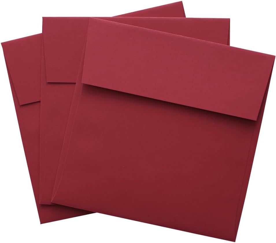 LUXPaper Square Invitation Envelopes | Peel & Press | 5" x 5" | Holiday Red | 60lb. Text | 50 Qty